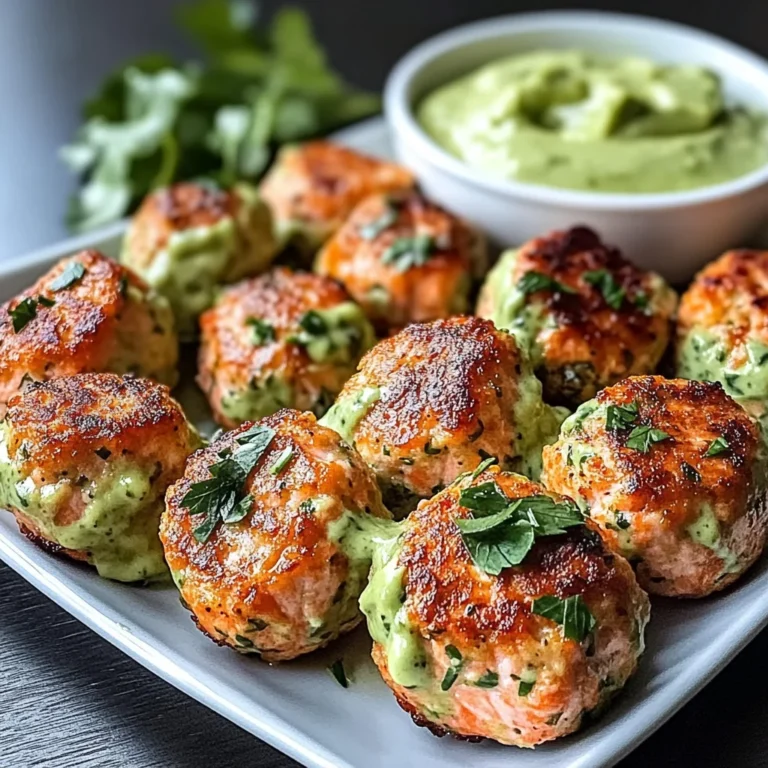 Baked Salmon Meatballs with Avocado Sauce