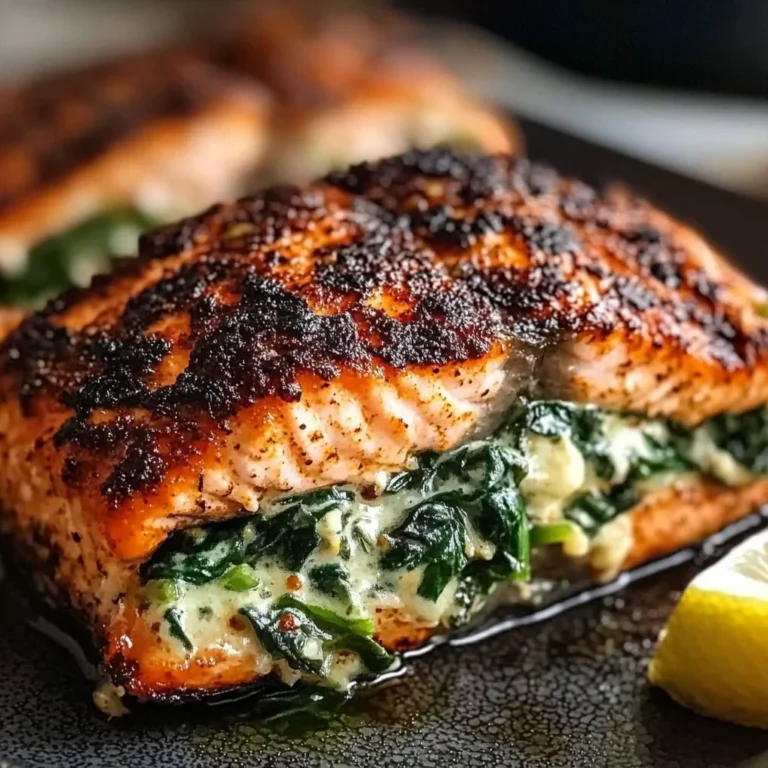 Blackened Salmon Stuffed with Spinach & Parmesan