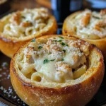 Chicken Alfredo Garlic Bread Bowls