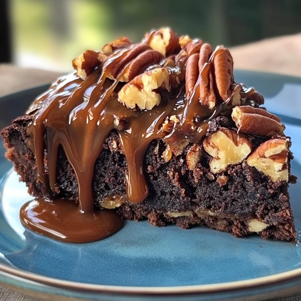 Caramel Turtle Brownie Pie
