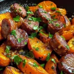 Sausage and Sweet Potatoes with Honey Garlic Sauce