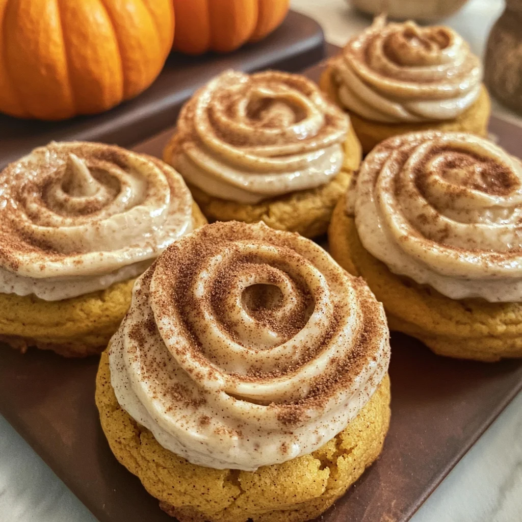 Soft Pumpkin Cookies with Cinnamon Frosting
