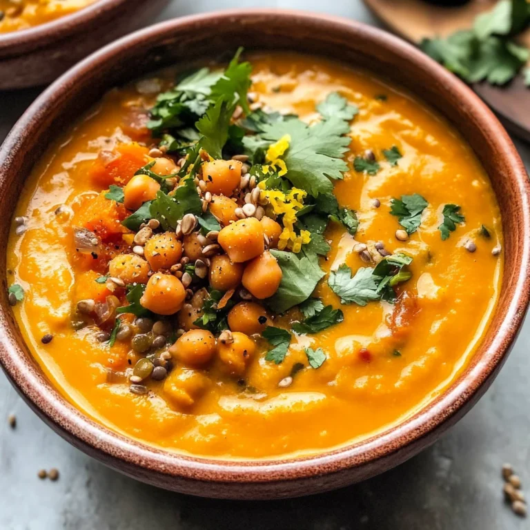 Sweet Potato Soup with Red Lentils and Chickpeas