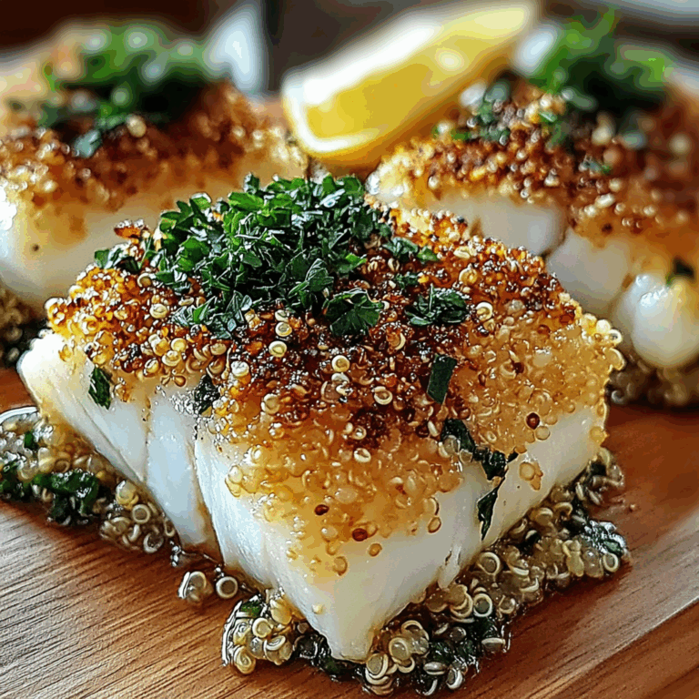 Garlic Lemon Cod with Crispy Quinoa Crust