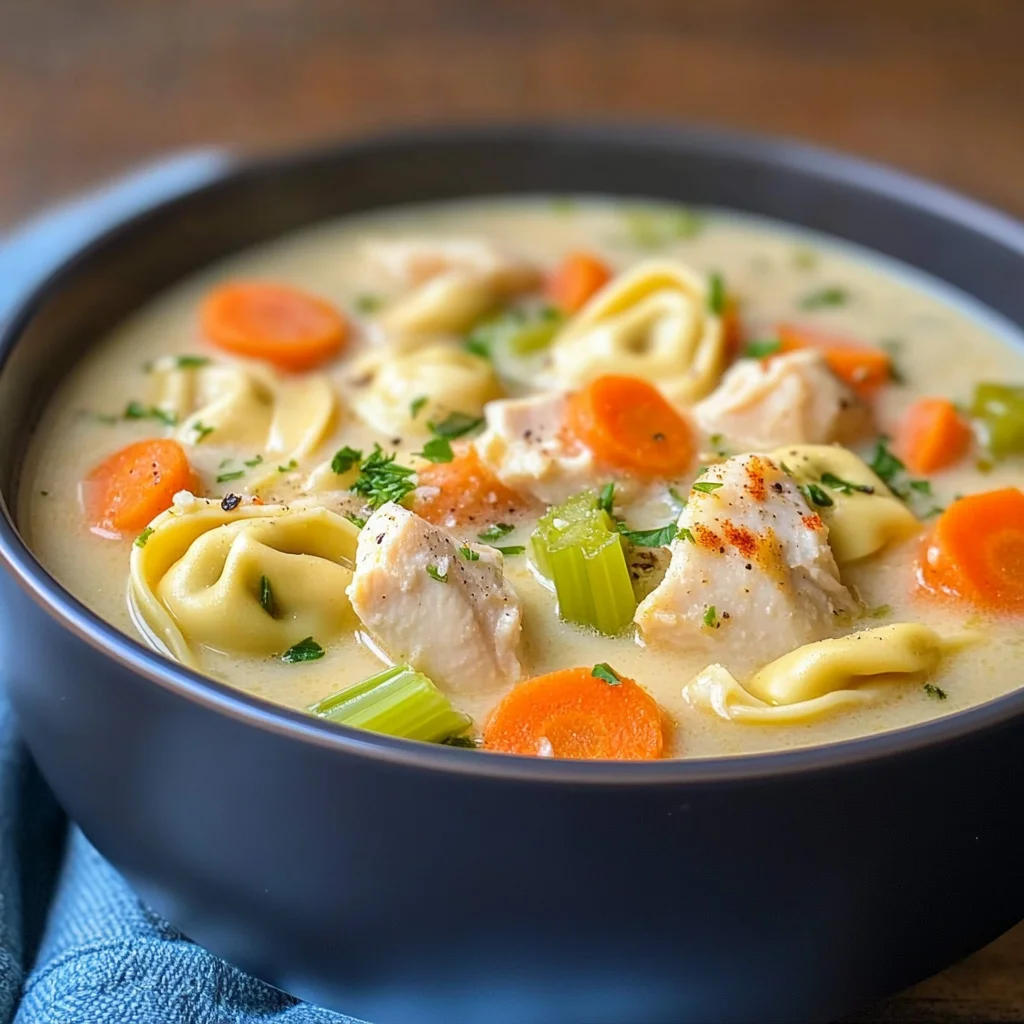 Crock Pot Creamy Chicken Tortellini Soup