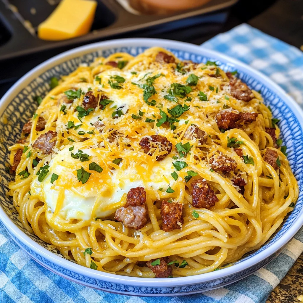 Sausage Egg & Cheese Breakfast Spaghetti