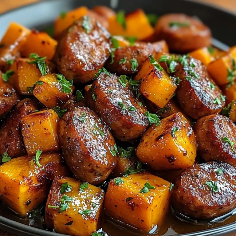 Sausage and Sweet Potatoes with Honey Garlic Sauce
