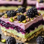 Blackberry Pistachio Dream Bars: A Luscious No-Bake Dessert with Layers of Flavor