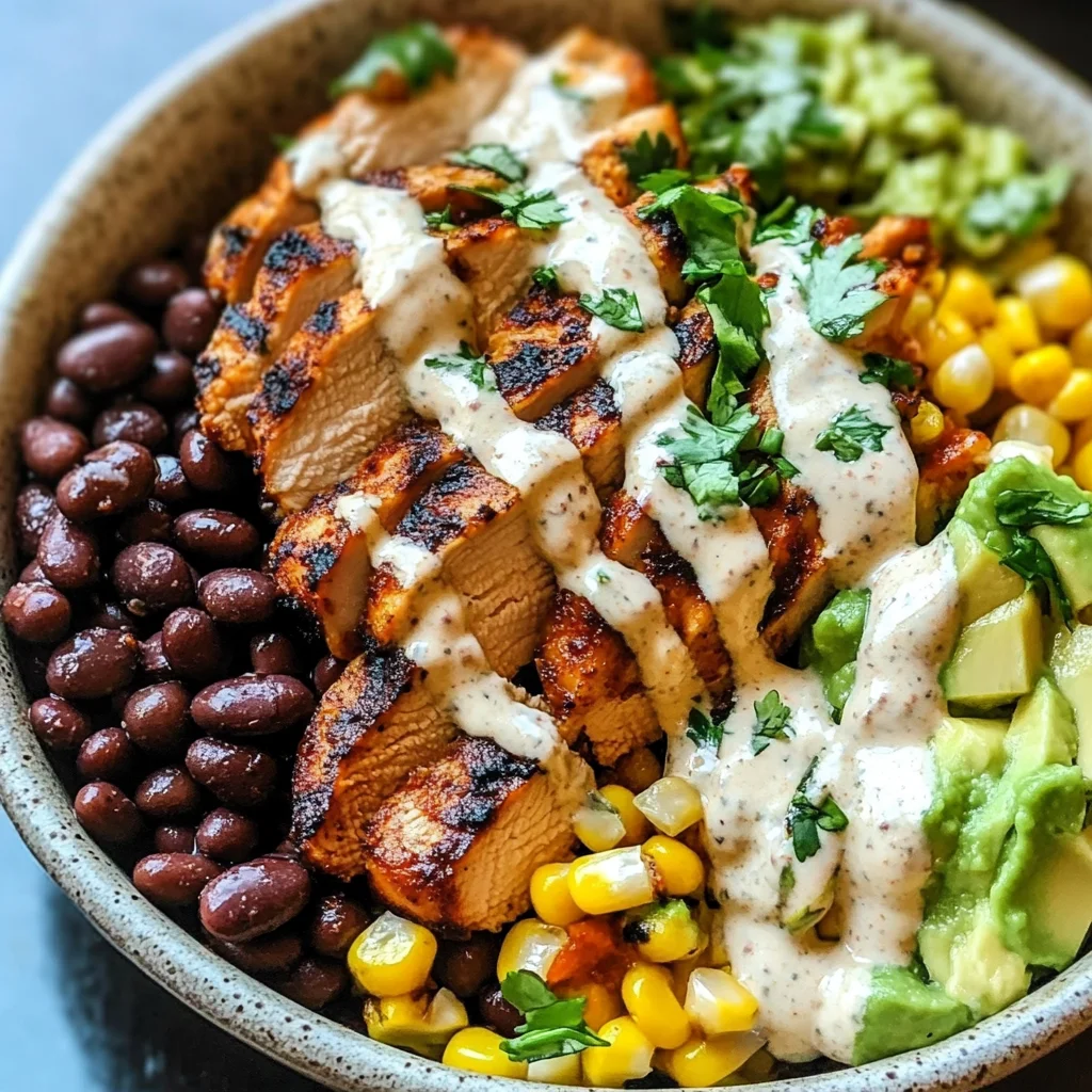 Chipotle Chicken Bowl with Black Beans, Corn, & Creamy Sauce