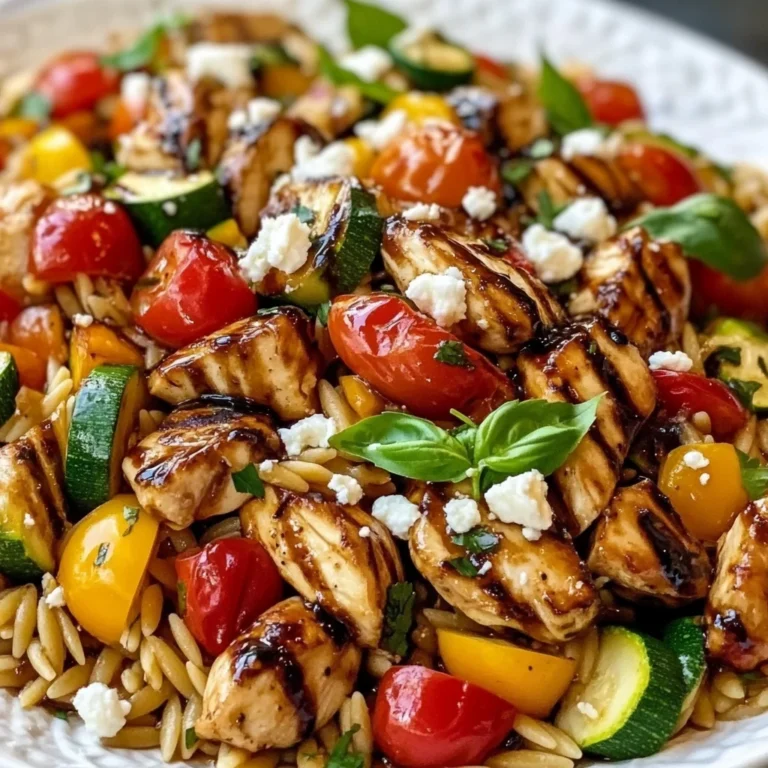 Easy Balsamic Chicken & Veggie Orzo