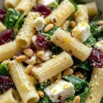 Feta Cranberry Rigatoni Salad with Lemon Vinaigrette