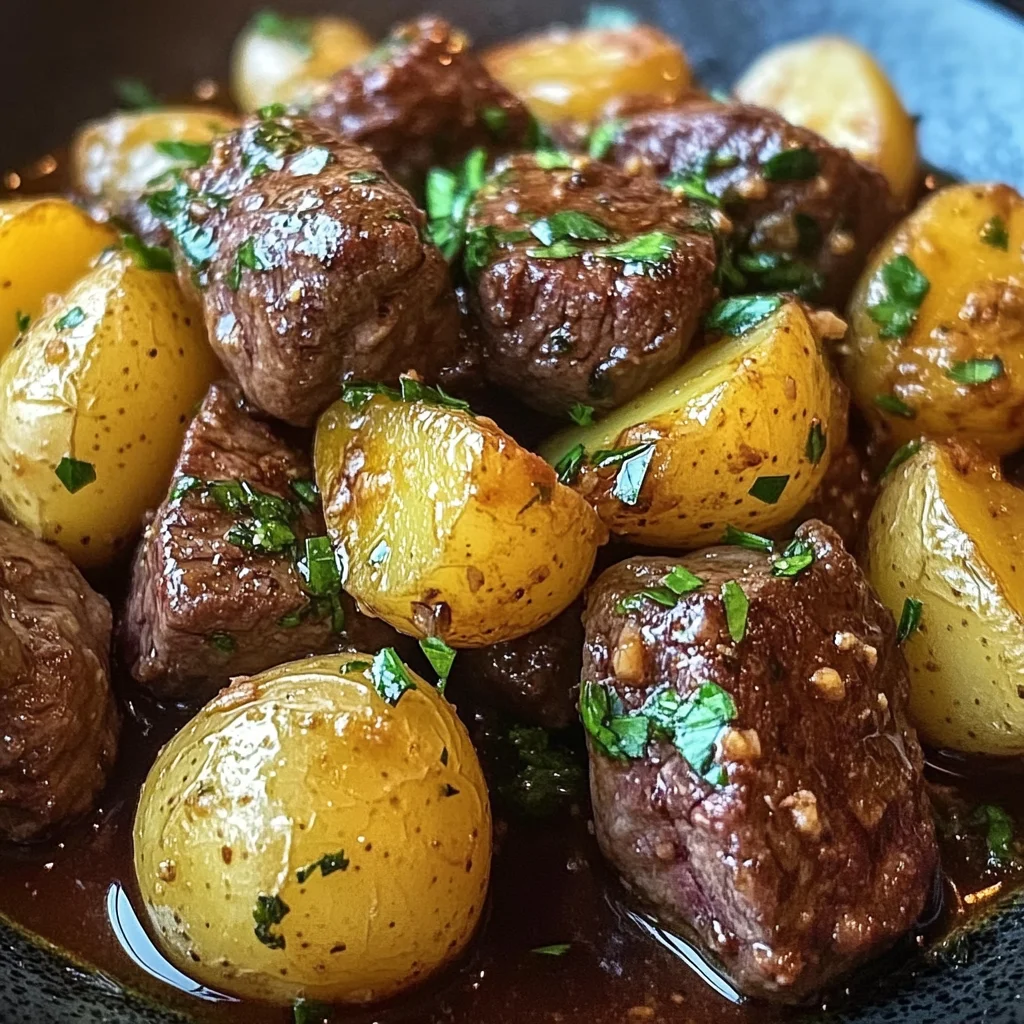Garlic Butter Beef Bites with Potatoes