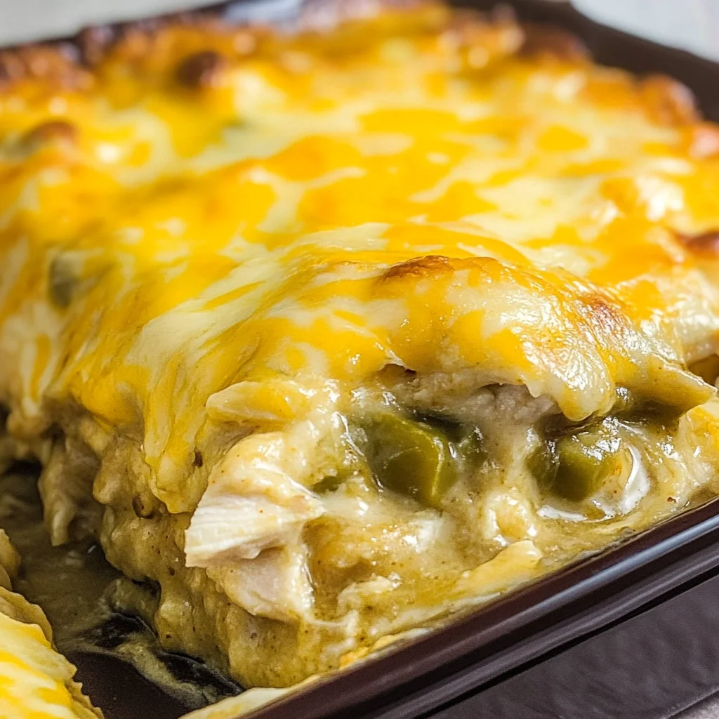 Green Chili Chicken Enchilada Casserole