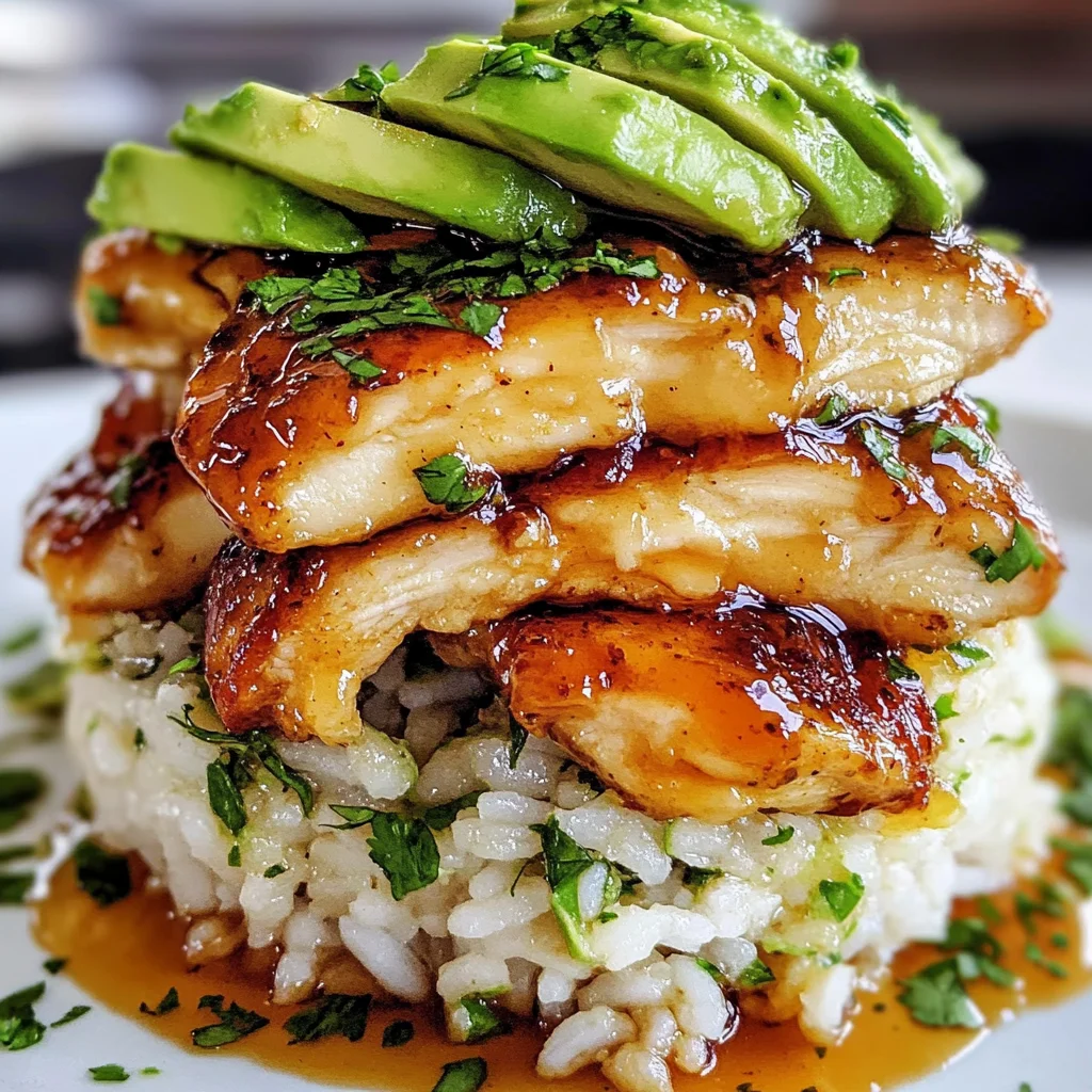 Honey Lime Chicken & Avocado Rice Stack